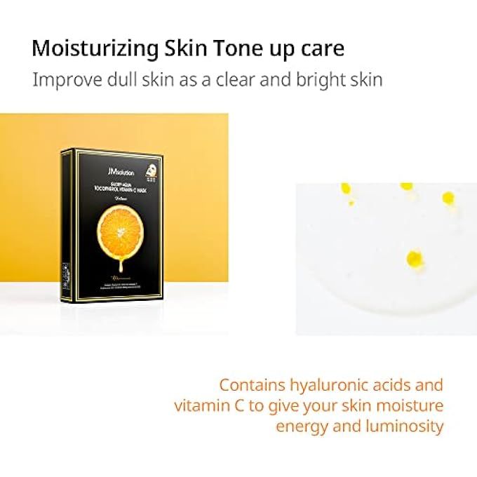JMsolution GLORY AQUA TOCOPHEROL VITAMIN C MASK -HYALURONIC ACIDS-VITAMINE C, E -MOISTURE HYDRATING ELASTICITY CARE SKIN VITALITY FOR ALL SKIN TYPE - Image 4